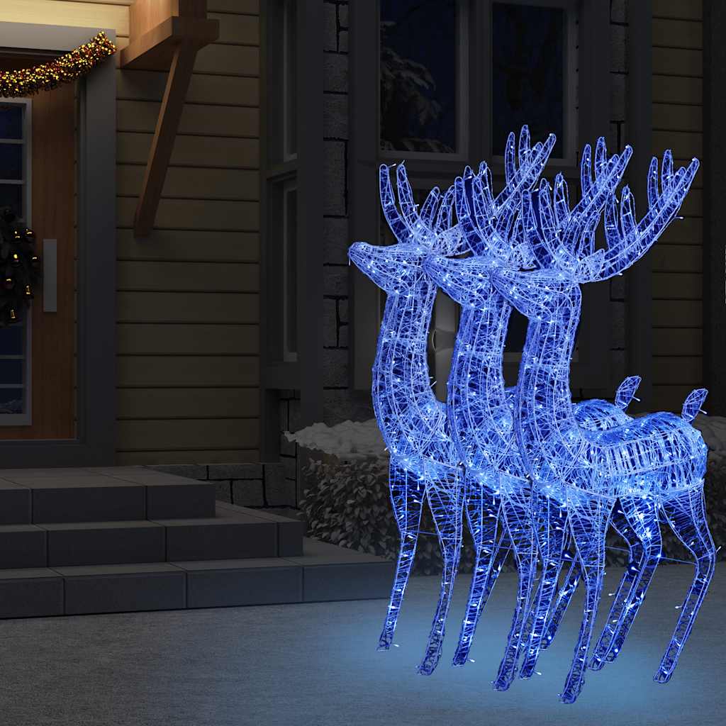 Renne di Natale XXL in Acrilico 250 LED 3 pz 180 cm Blu 3154361