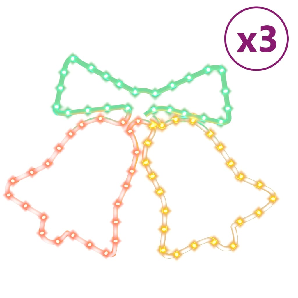 Figure Natalizie Campane con 72 LED 3 pz 50x56 cm 3154280