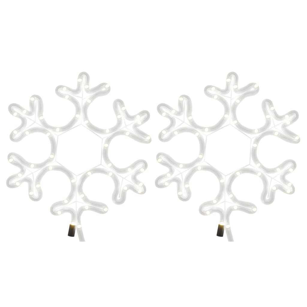 Figura Natalizia Fiocco di Neve LED 2 pz Bianco Caldo 27x27 cm