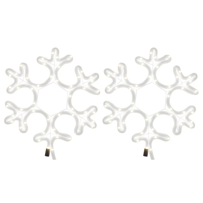 Figura Natalizia Fiocco di Neve LED 2 pz Bianco Caldo 27x27 cm