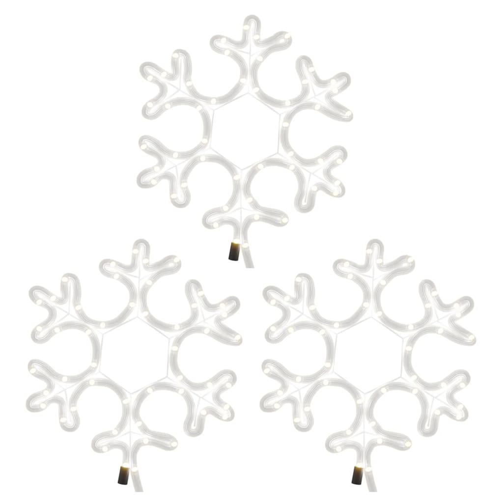 Figura Natalizia Fiocco di Neve LED 3 pz Bianco Caldo 27x27 cm