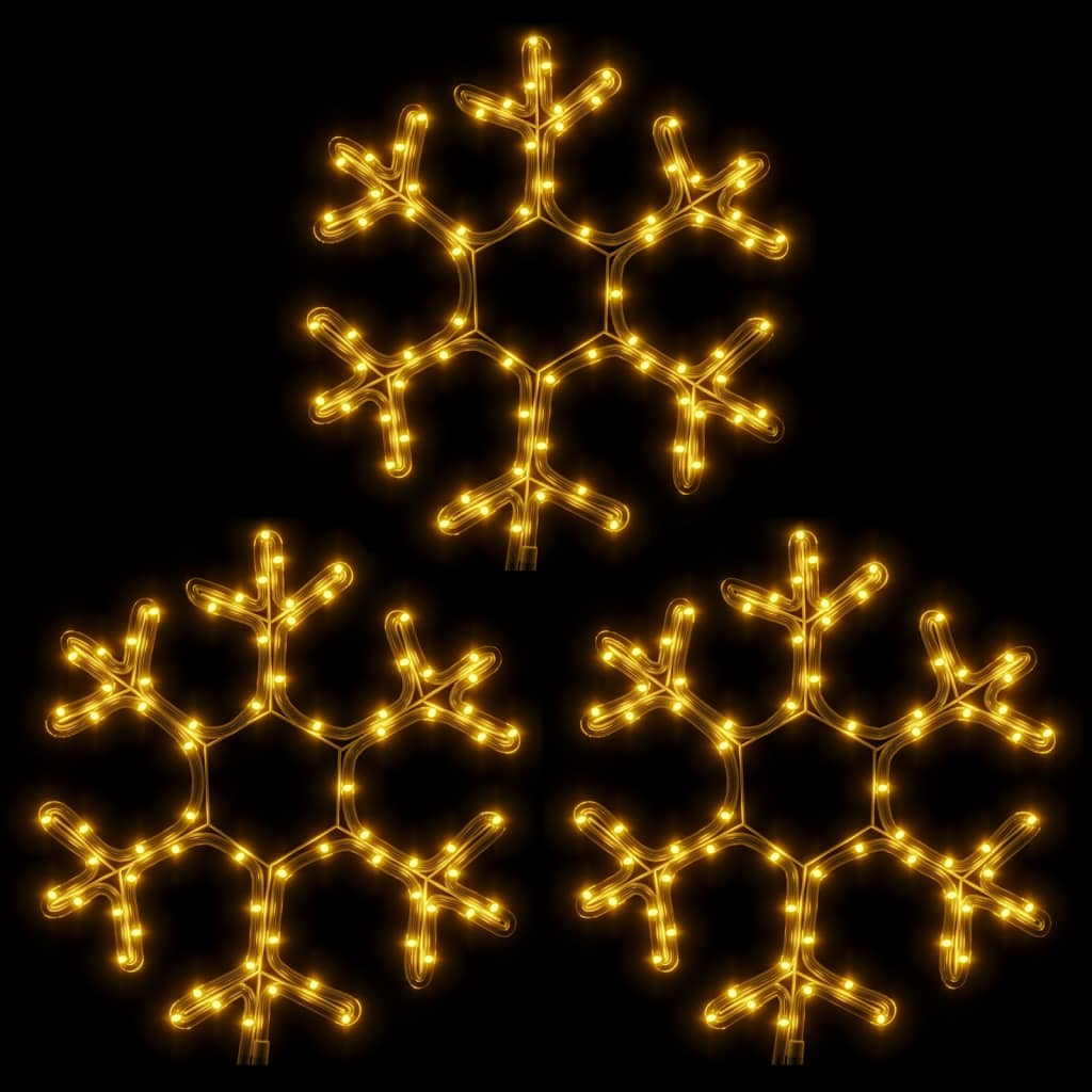 Figura Natalizia Fiocco di Neve LED 3 pz Bianco Caldo 38x37 cm