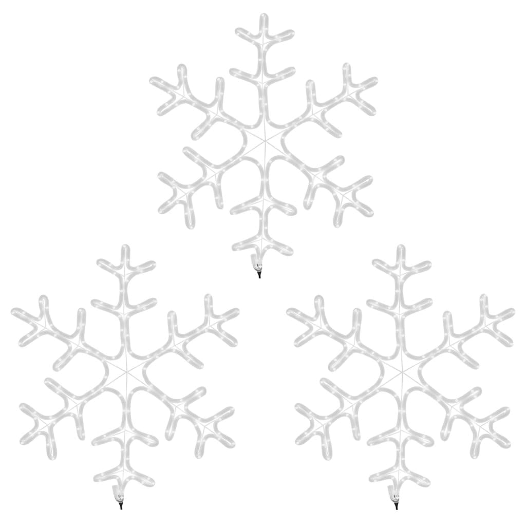 Figura Natalizia Fiocco di Neve LED 3 pz Bianco Caldo 59x59 cm