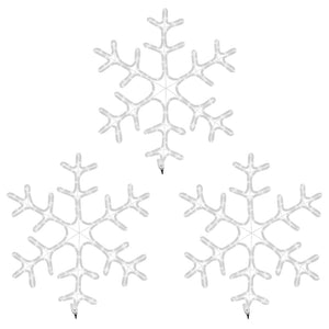 Figura Natalizia Fiocco di Neve LED 3 pz Bianco Caldo 59x59 cm