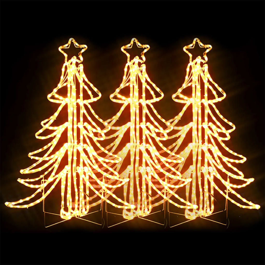 Figura Albero Natale Pieghevole LED 3pz Bianco Caldo 87x87x93cm 3154298