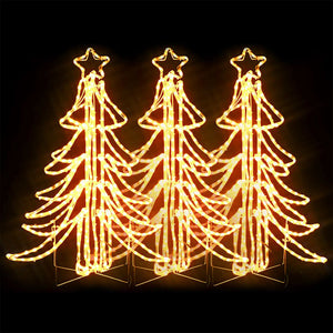 Figura Albero Natale Pieghevole LED 3pz Bianco Caldo 87x87x93cm 3154298