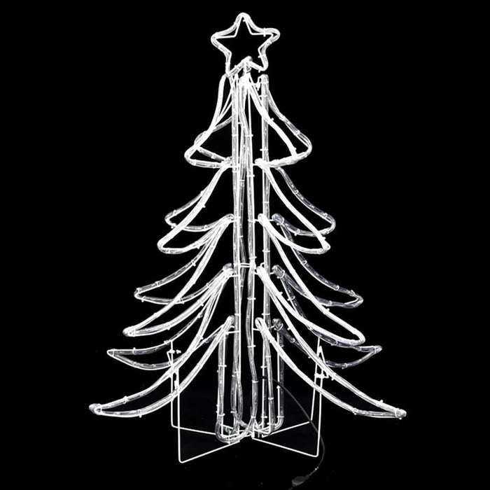 Figura Albero Natale Pieghevole LED 3pz Bianco Caldo 87x87x93cm