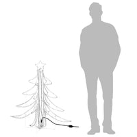 Figura Albero Natale Pieghevole LED 3pz Bianco Caldo 87x87x93cm 3154298