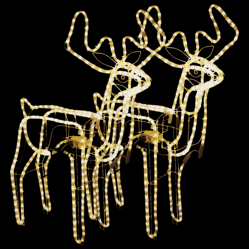 Figure Natalizie Renne con Teste Mobili 2 pz Bianco Caldo 3154309