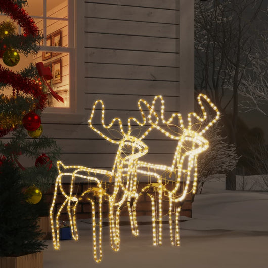 Figure Natalizie Renne con Teste Mobili 2 pz Bianco Caldo 3154309