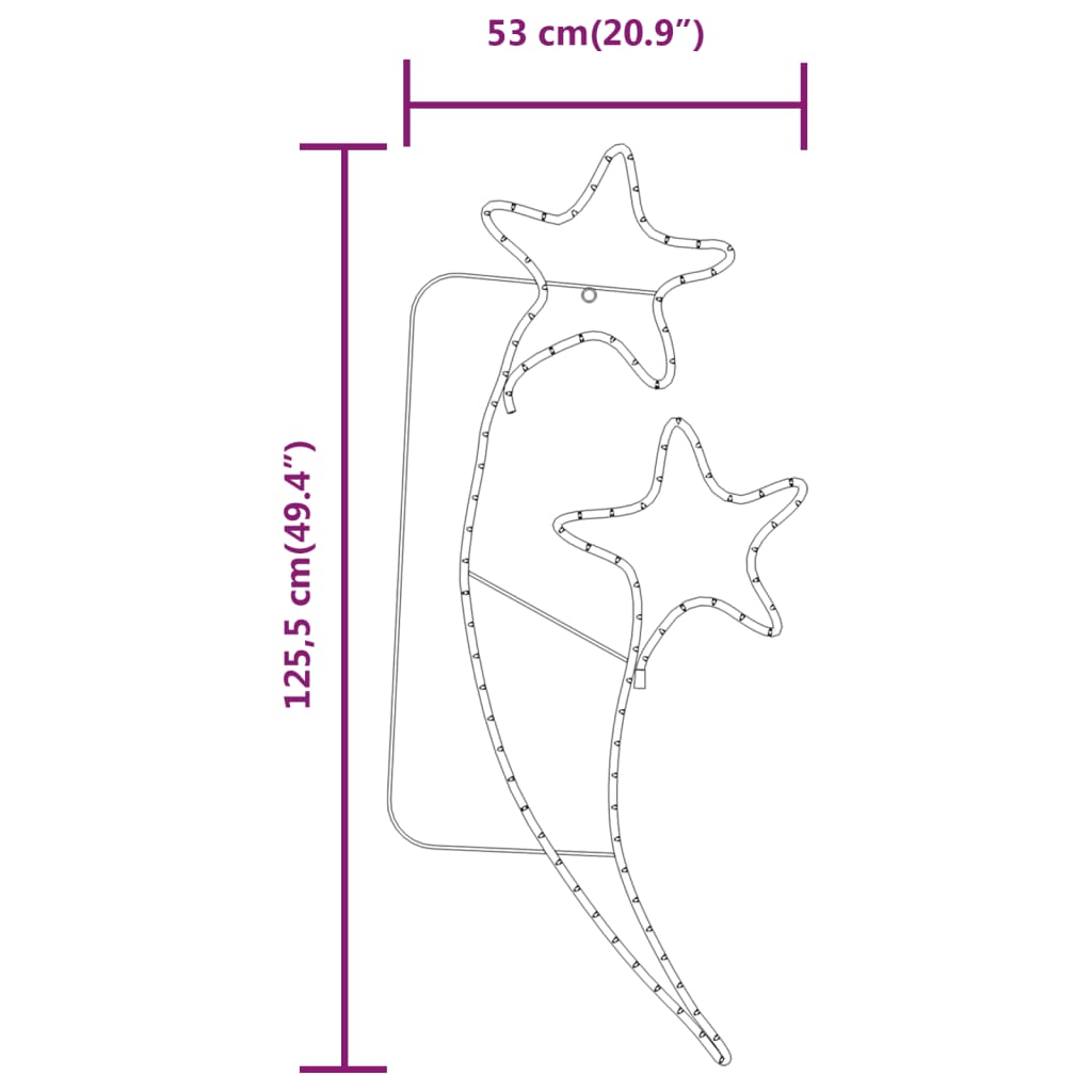 Stringhe Luci a Forma di Stella 4pz Bianco Caldo 125,5x53x4,5cm 3154324
