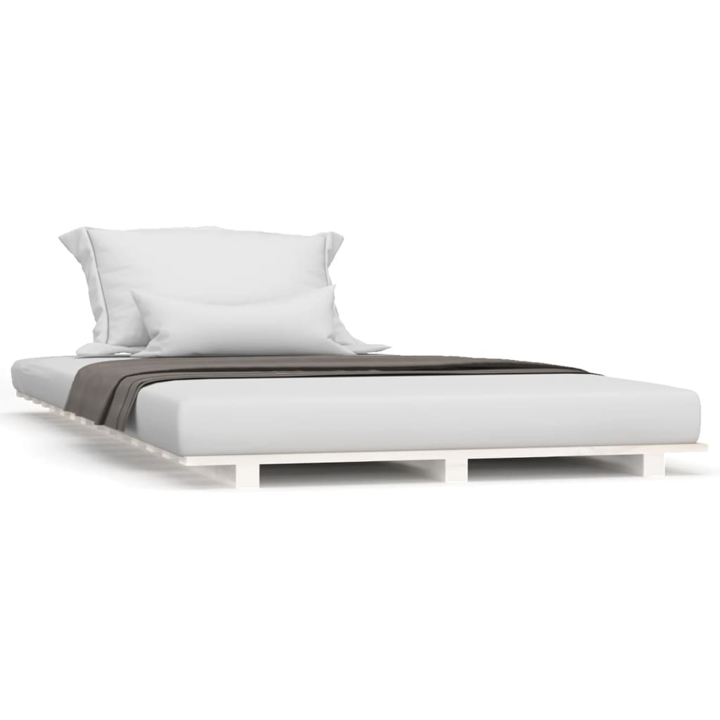Letto senza Materasso Bianco 90x190 cm in Legno Massello Pino 824589