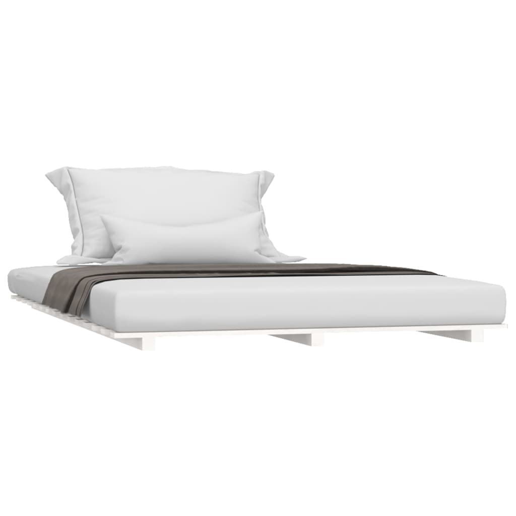 Letto senza Materasso Bianco 135x190 cm Legno Massello di Pino 824609
