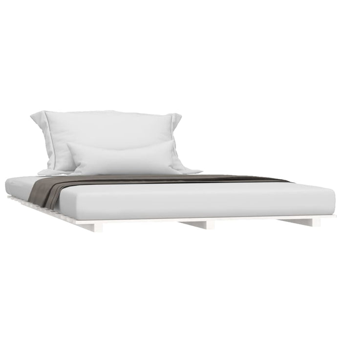 Letto senza Materasso Bianco 135x190 cm Legno Massello di Pino 824609