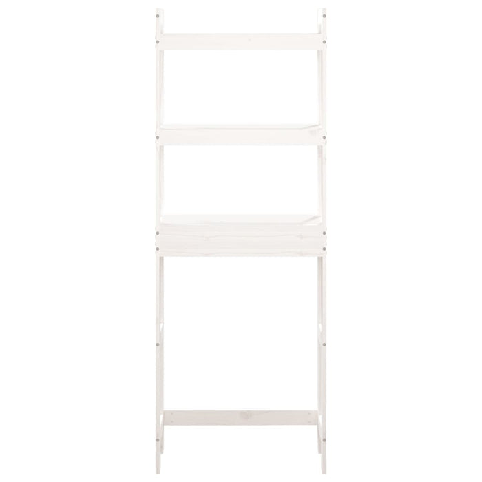 Rastrelliera da Bagno Bianca 63x26x171 cm Legno Massello Pino 824659