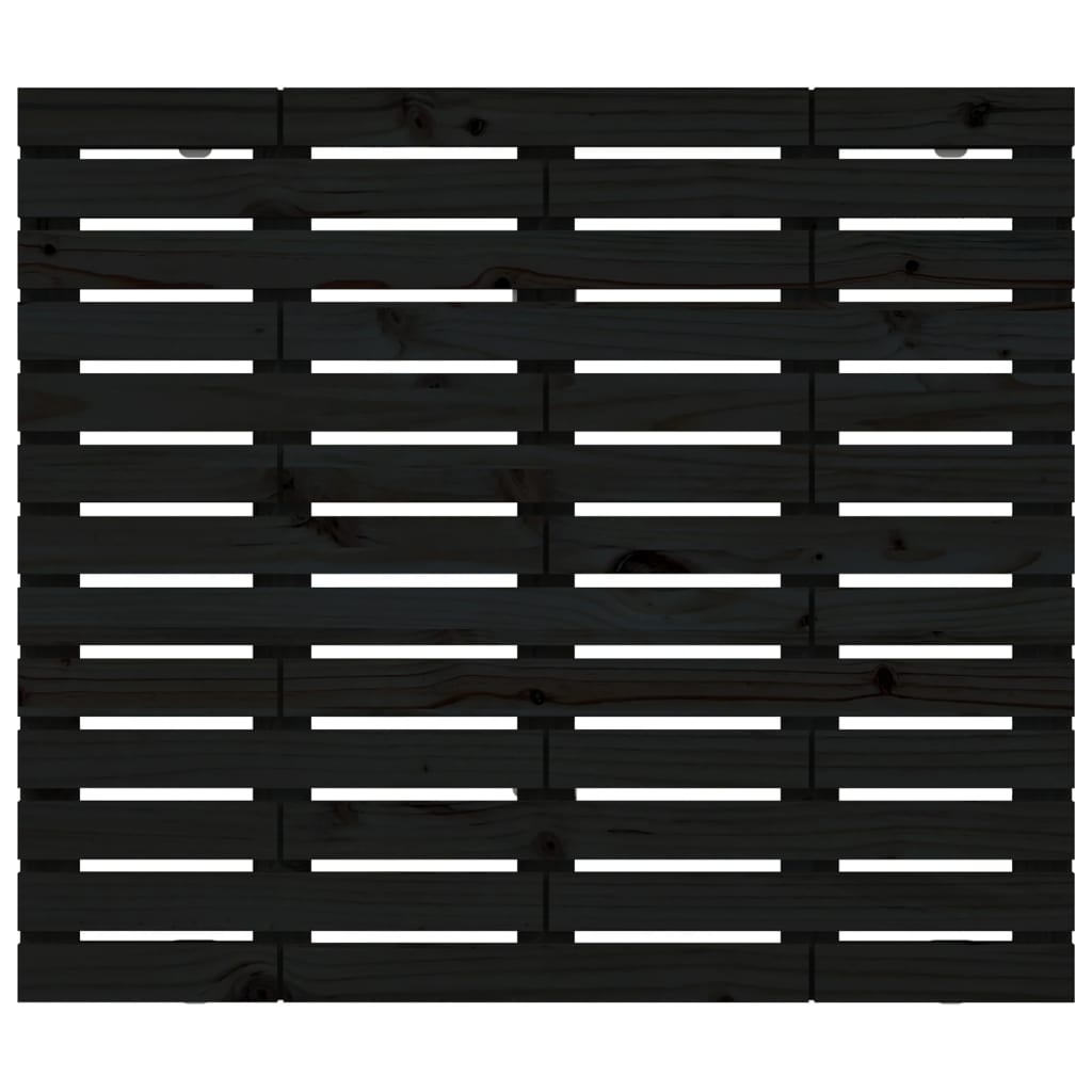 Testiera da Parete Nera 106x3x91,5 cm in Legno Massello di Pino 824667