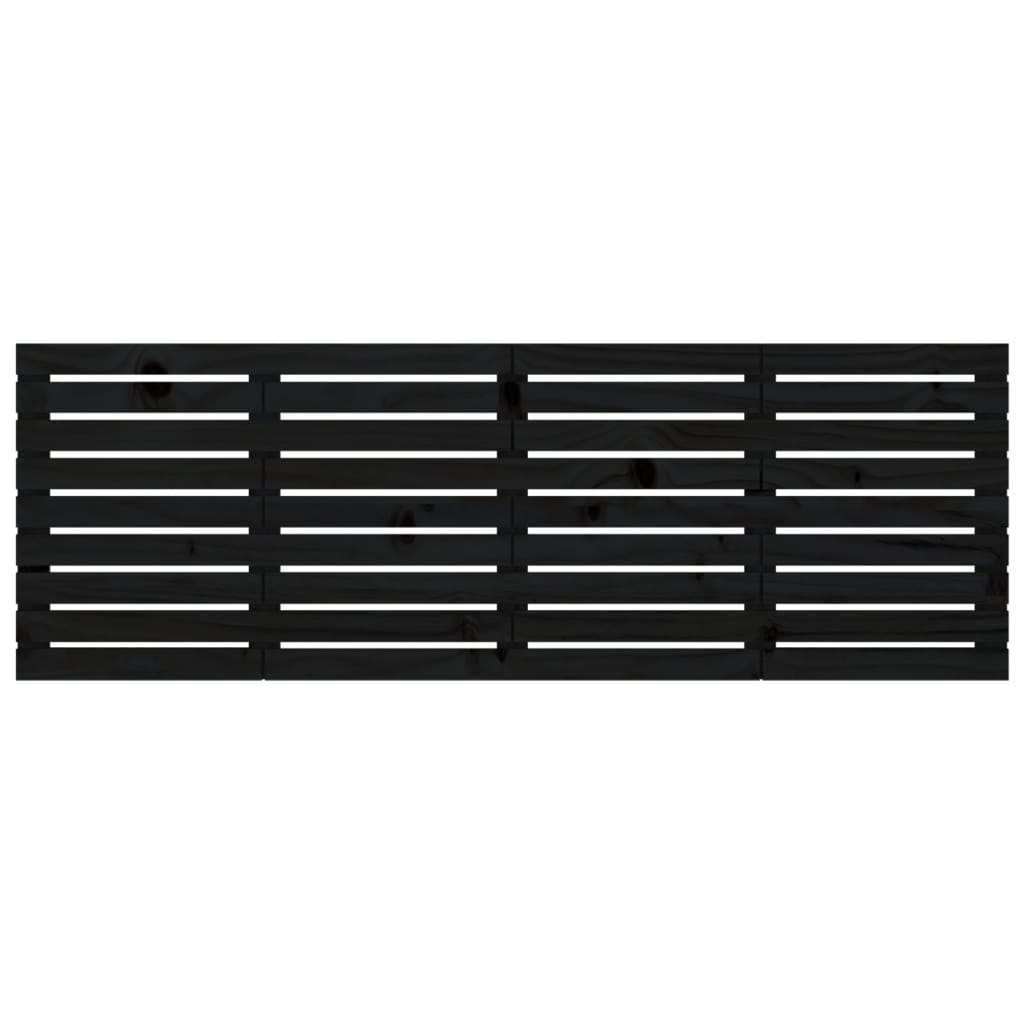 Testiera da Parete Nera 166x3x63 cm in Legno Massello di Pino 824752