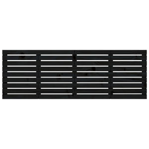 Testiera da Parete Nera 186x3x63 cm in Legno Massello di Pino