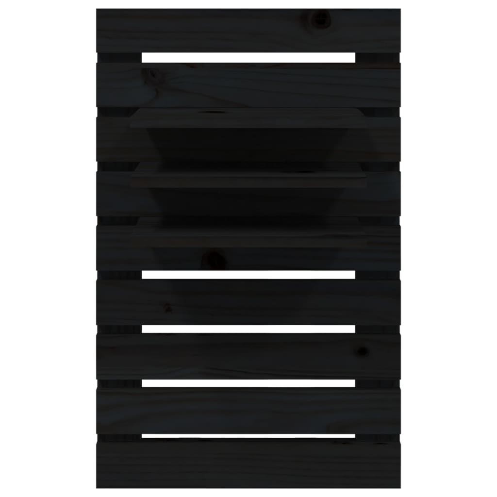 Mensole da Letto a Parete 2 pz Nero Legno Massello di Pino 824767