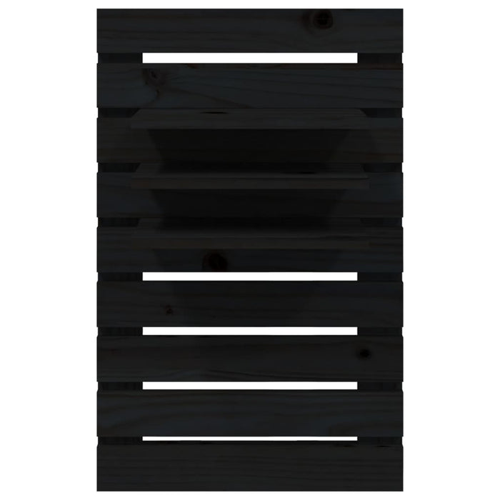 Mensole da Letto a Parete 2 pz Nero Legno Massello di Pino 824767