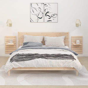 Mensole da Letto a Parete 2 pz Legno Massello di Pino 824768