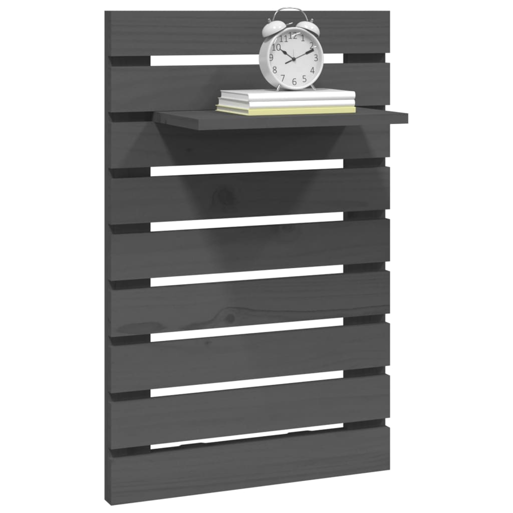 Mensole da Letto a Parete 2 pz Grigio Legno Massello di Pino 824770