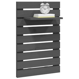 Mensole da Letto a Parete 2 pz Grigio Legno Massello di Pino 824770