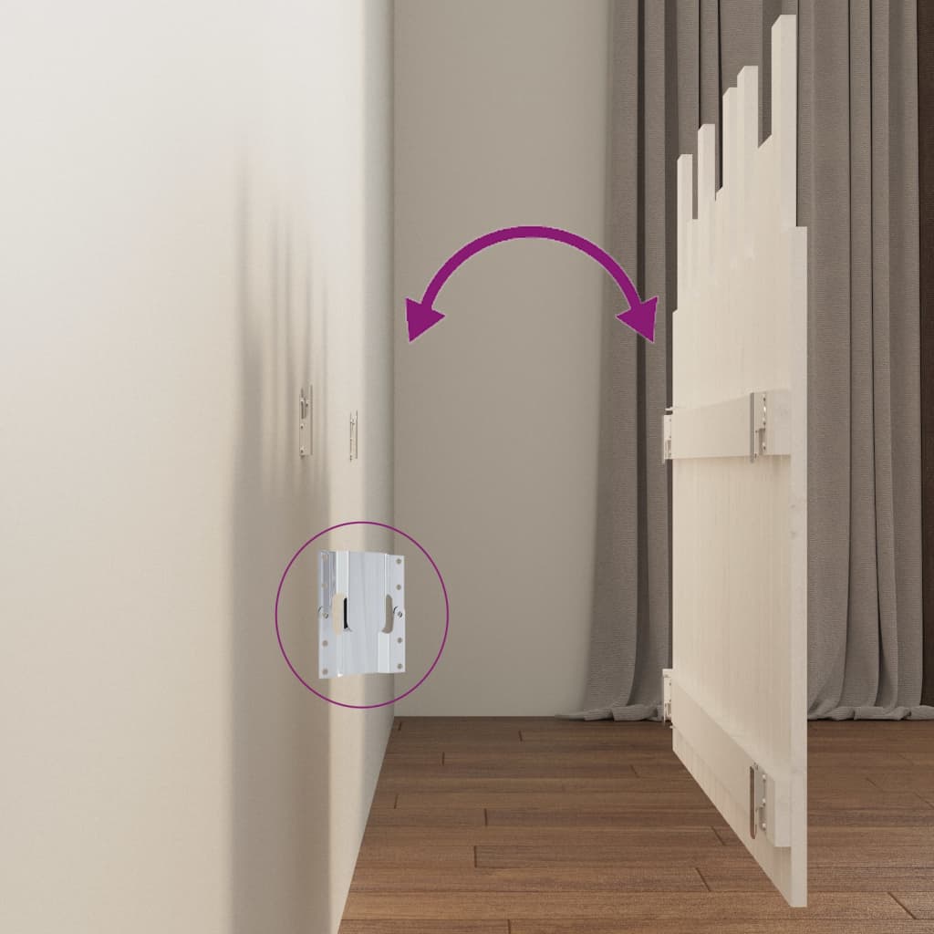 Testiera da Parete-Testiera a Muro-Testata Decorativa Bianca 108x3x80 cm in Legno Massello di Pino