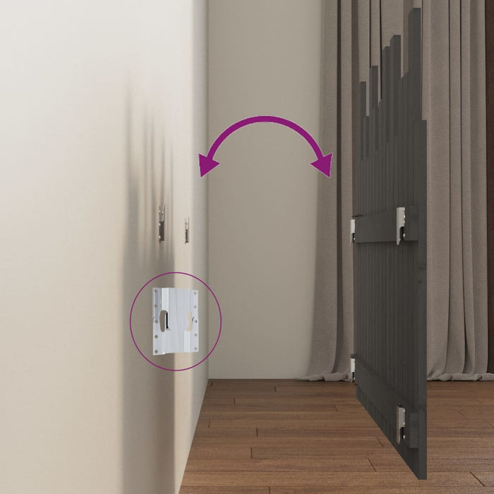 Testiera da Parete Grigia 108x3x80 cm in Legno Massello di Pino 824775