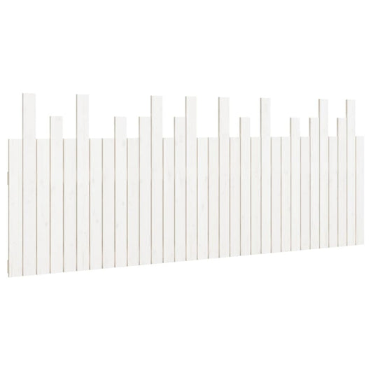 Testiera da Parete-Testiera a Muro-Testata Decorativa Bianca 204x3x80 cm in Legno Massello di Pino