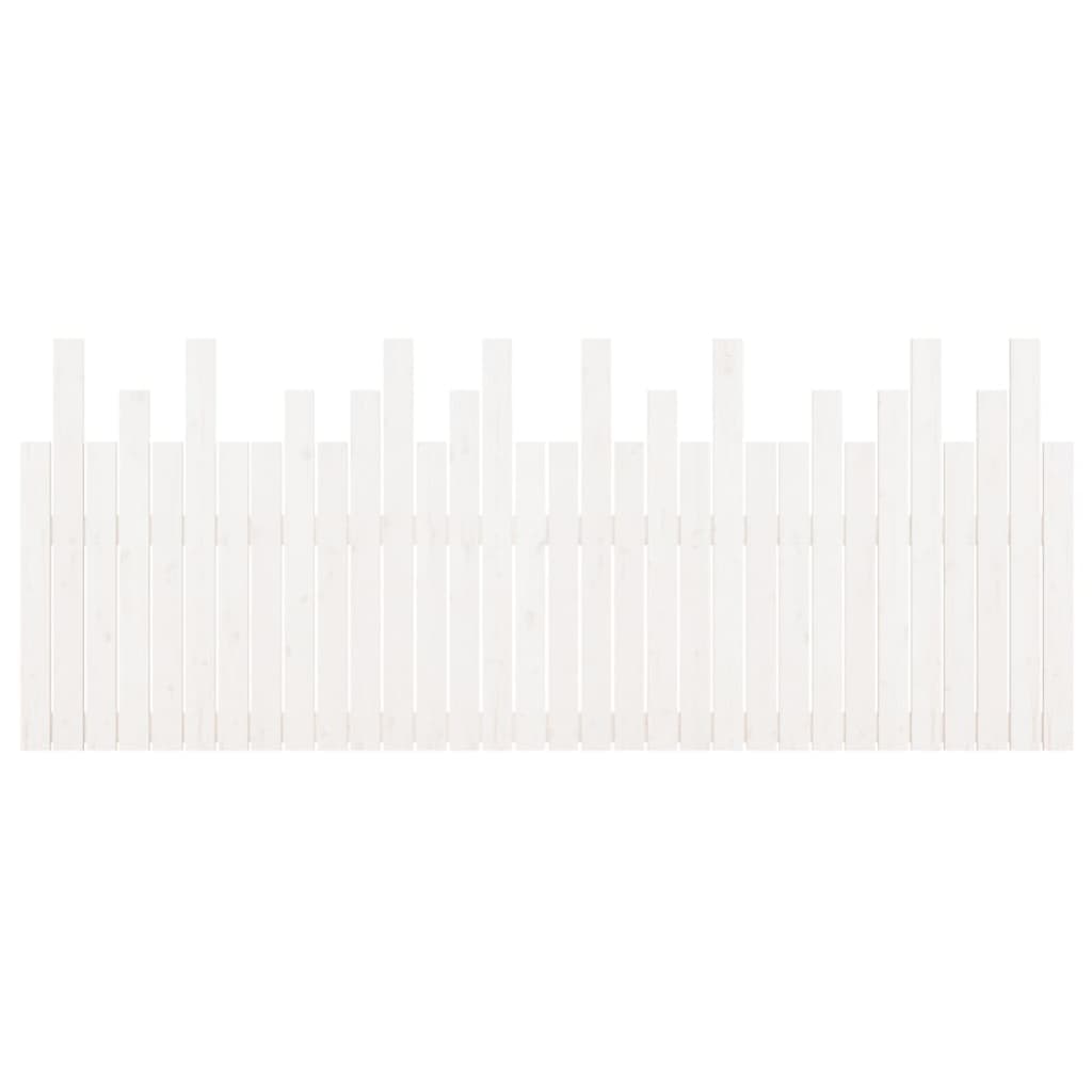 Testiera da Parete-Testiera a Muro-Testata Decorativa Bianca 204x3x80 cm in Legno Massello di Pino