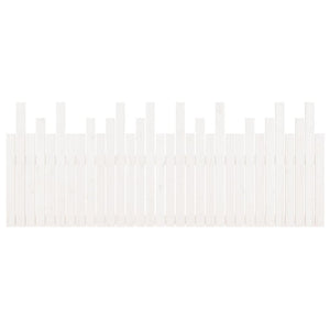 Testiera da Parete-Testiera a Muro-Testata Decorativa Bianca 204x3x80 cm in Legno Massello di Pino