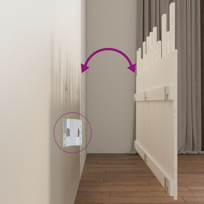 Testiera da Parete-Testiera a Muro-Testata Decorativa Bianca 204x3x80 cm in Legno Massello di Pino