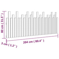 Testiera da Parete-Testiera a Muro-Testata Decorativa Bianca 204x3x80 cm in Legno Massello di Pino