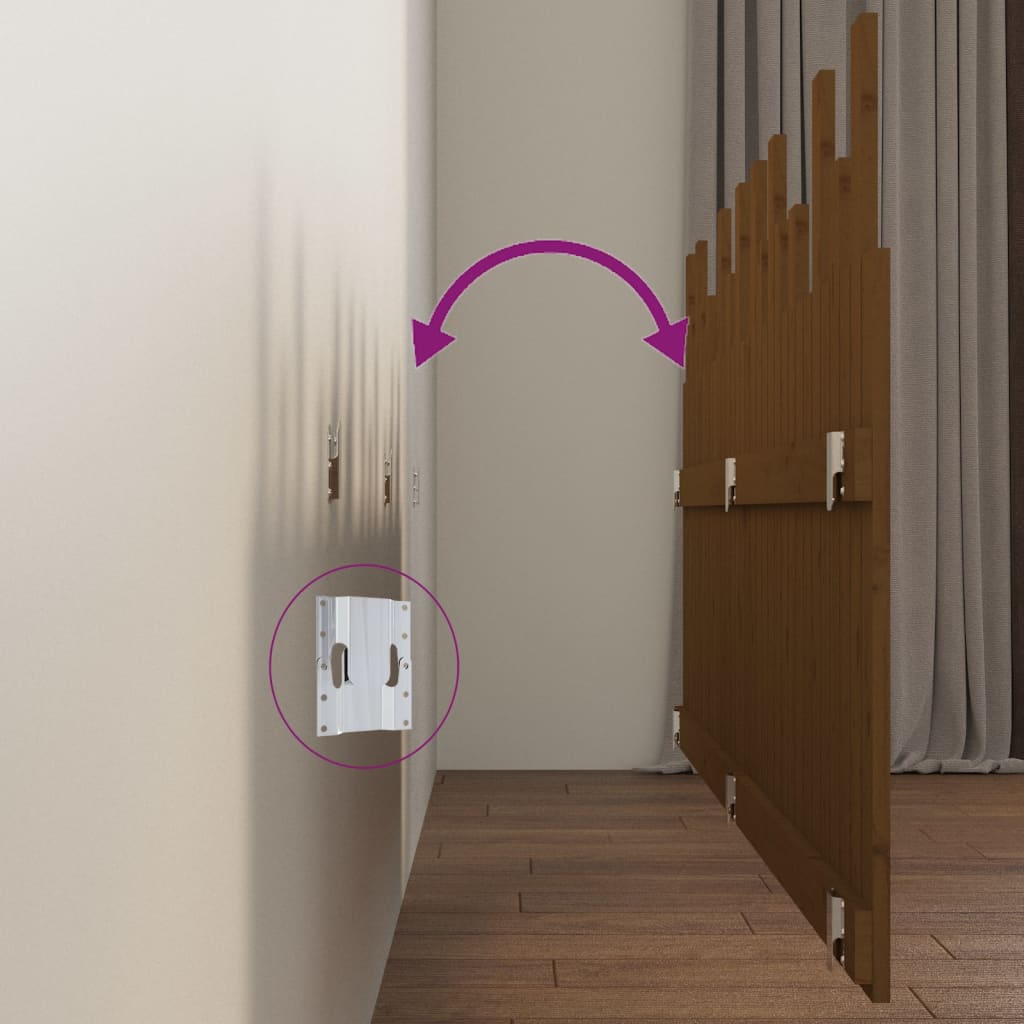 Testiera da Parete Ambra 204x3x80 cm in Legno Massello di Pino 824781