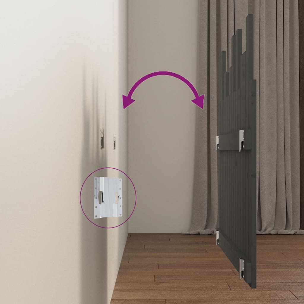 Testiera da Parete Grigia 95,5x3x80cm in Legno Massello di Pino 824785