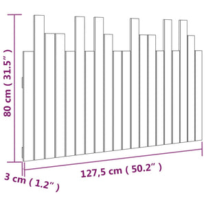 Testiera da Parete Bianca 127,5x3x80 cm Legno Massello di Pino 824789