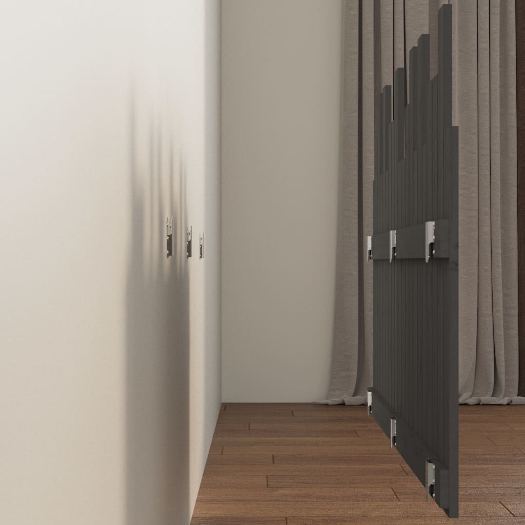 Testiera da Parete Grigia 127,5x3x80 cm Legno Massello di Pino 824790