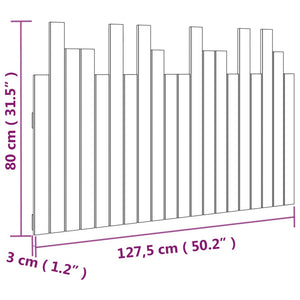 Testiera da Parete Grigia 127,5x3x80 cm Legno Massello di Pino 824790