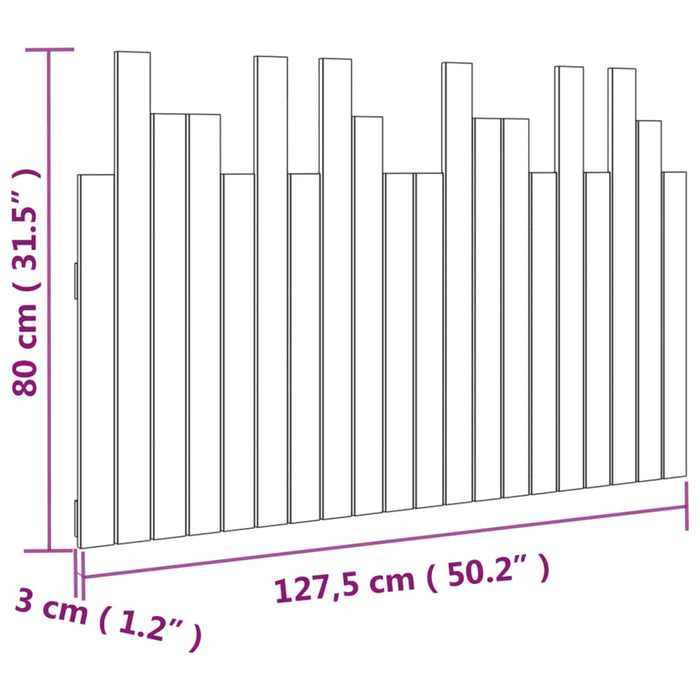Testiera da Parete Grigia 127,5x3x80 cm Legno Massello di Pino 824790