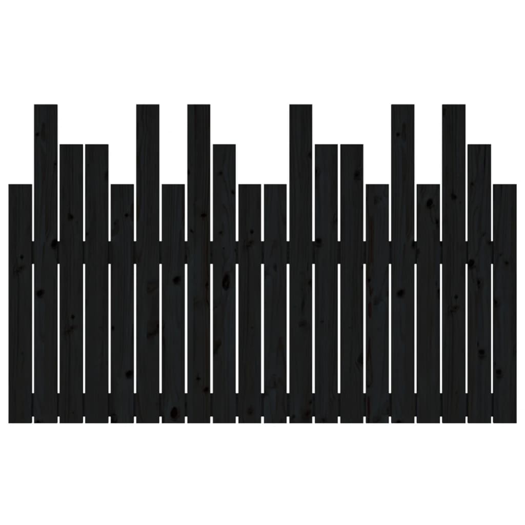 Testiera da Parete Nera 127,5x3x80 cm in Legno Massello di Pino 824792