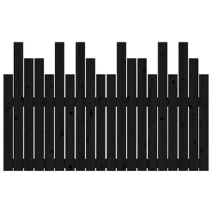 Testiera da Parete Nera 127,5x3x80 cm in Legno Massello di Pino 824792