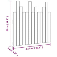 Testiera da Parete Nera 82,5x3x80 cm in Legno Massello di Pino 824807