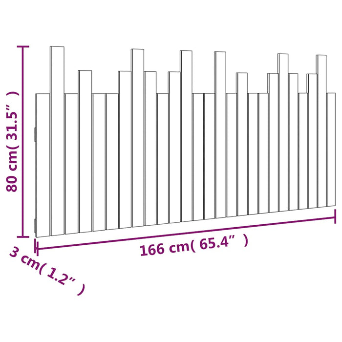 Testiera da Parete Bianca 166x3x80 cm in Legno Massello di Pino 824809
