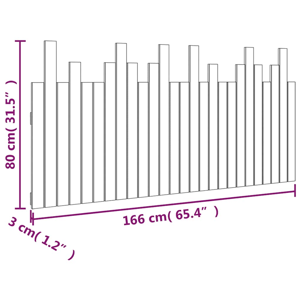 Testiera da Parete-Testiera a Muro-Testata Decorativa Bianca 166x3x80 cm in Legno Massello di Pino