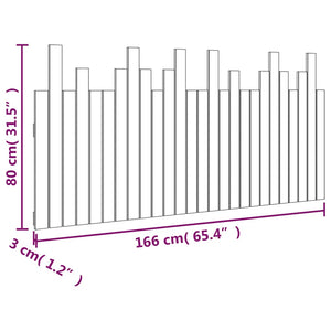 Testiera da Parete-Testiera a Muro-Testata Decorativa Bianca 166x3x80 cm in Legno Massello di Pino