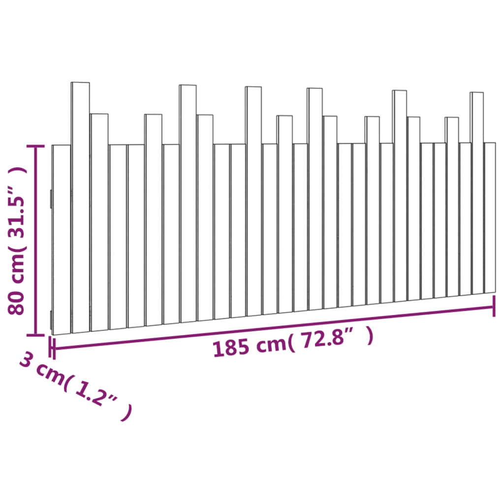 Testiera da Parete-Testiera a Muro-Testata Decorativa Bianca 185x3x80 cm in Legno Massello di Pino