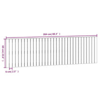 Testiera da Parete Nera 204x3x60 cm in Legno Massello di Pino 824832