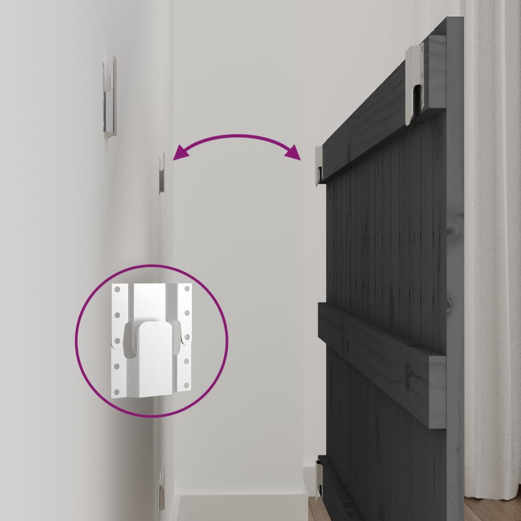 Testiera da Parete Grigia 95,5x3x60cm in Legno Massello di Pino 824835