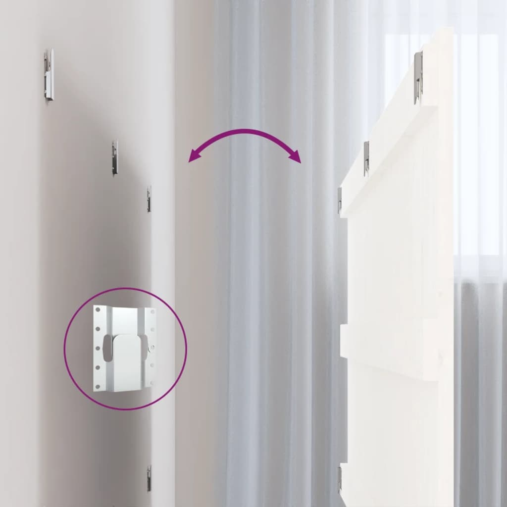 Testiera da Parete-Testiera a Muro-Testata Decorativa Bianca 127,5x3x60 cm Legno Massello di Pino